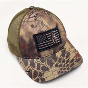 Kryptek Spartan USA Flag Meshback Cap Distressed Kryptek Mandrake